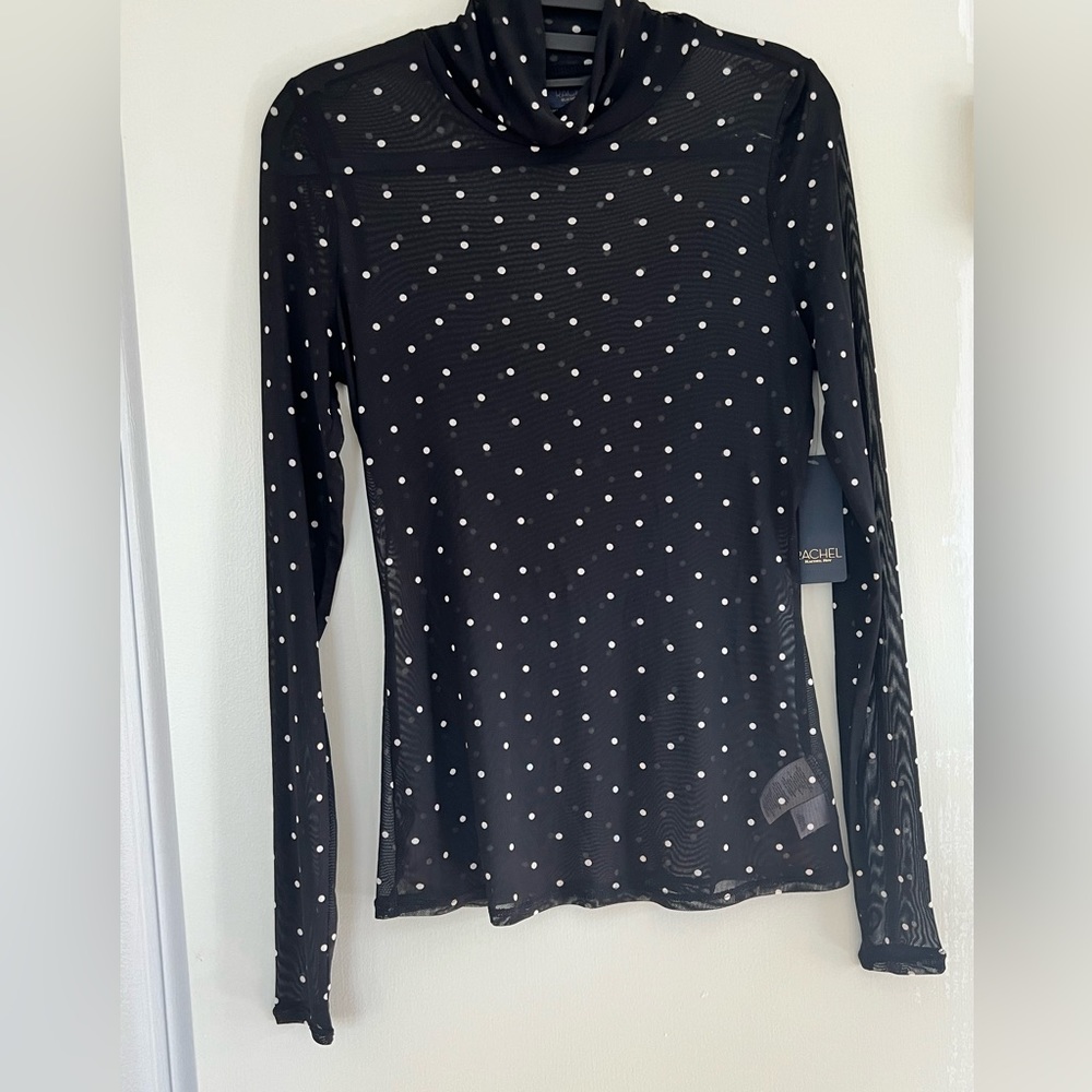 Sheer black and white polka dot top